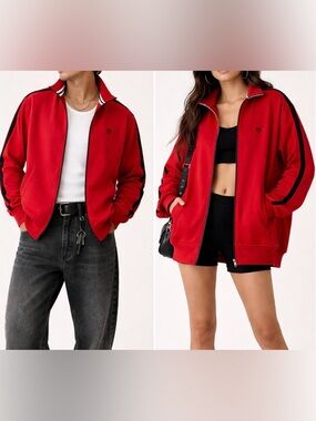 Roots Red Track Jacket with Black & White Trim